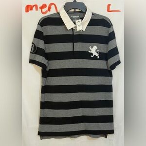 Express Polo with Black and Gray Stripes
